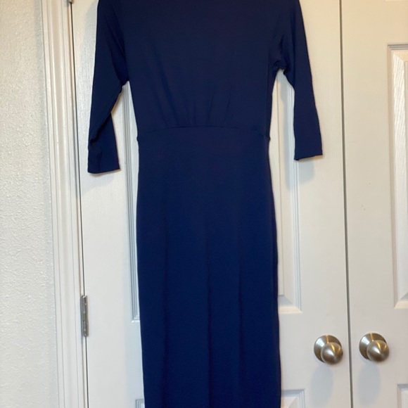 ASOS MATERNITY NAVY BLUE MIDI WRAP DRESS STRETCH - Picture 4 of 6